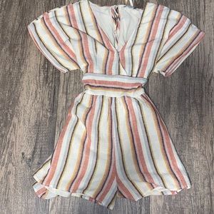 Pin Striped Beach Romper